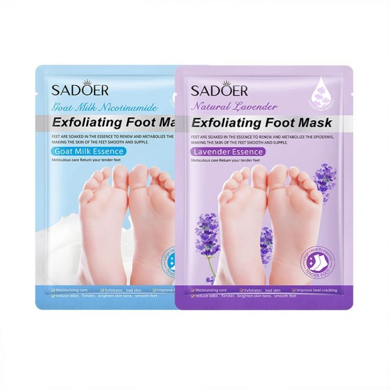 OEM ODM SADOER Natural Lavender Goat Milk Extract Soft Moisturizing Foot Care Smooth Toes Foot Mask With Exfoliating Whitening