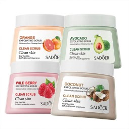 SADOER高品质有机水果柔滑深层清洁250g OEM ODM保湿去角质身体磨砂膏