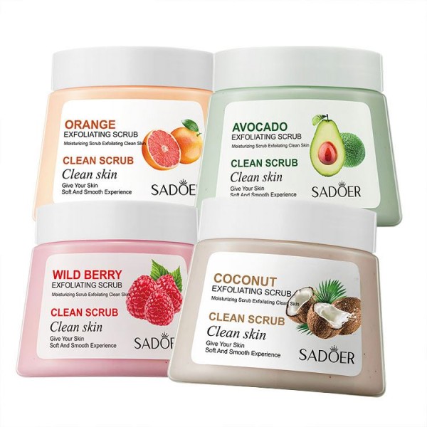 SADOER高品质有机水果柔滑深层清洁250g OEM ODM保湿去角质身体磨砂膏