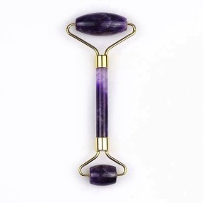 New Facial Massager Natural Purple Quartz Stone Amethyst Jade Roller 3d Fiber Mascara