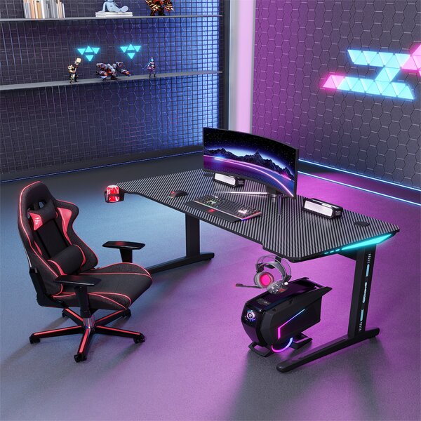 Electric Gaming Desk Factory - OEM Hot Selling Motorized Height Adjustable LED