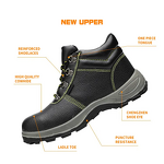 Leather Safety Shoes Manufacturer - OEM Men's Ankle High Steel Toe Acid-Resistant