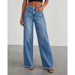 Women's Jeans Supplier - Custom Loose Straight Denim with Frayed Hem