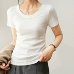 Women's T-Shirt Manufacturer - Custom Slim Fit Ribbed Tee