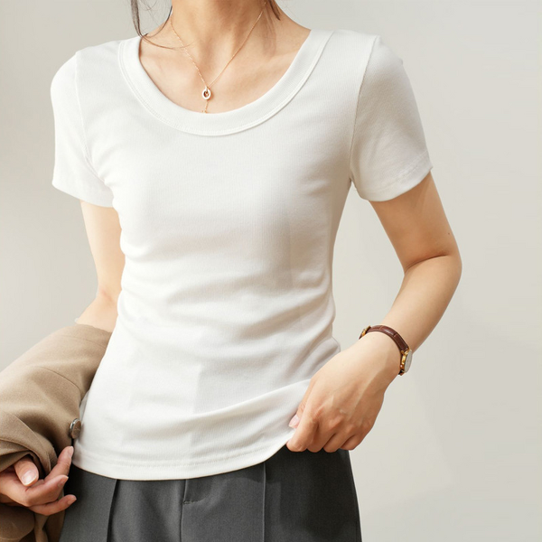 Women's T-Shirt Manufacturer - Custom Slim Fit Ribbed Tee