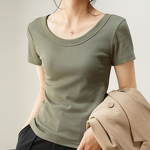 Women's T-Shirt Manufacturer - Custom Slim Fit Ribbed Tee