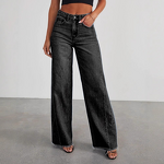 Women's Jeans Supplier - Custom Loose Straight Denim with Frayed Hem