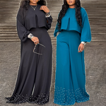 Women's Pants Suit Supplier - OEM Beaded Wide Leg Pants Set