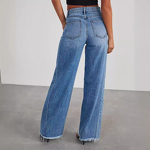 Women's Jeans Supplier - Custom Loose Straight Denim with Frayed Hem
