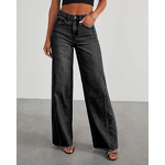 Women's Jeans Supplier - Custom Loose Straight Denim with Frayed Hem