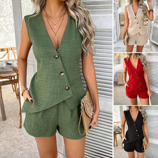 Women's Vest Set Supplier - Custom Casual Cardigan Vest Set
