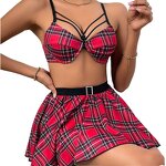 Women's Bodysuit Supplier - OEM British Tartan Preppy Set