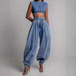 Women's Jeans Factory - OEM High-Waisted Retro Jogger Jeans