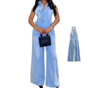 Women's Jumpsuit Supplier - OEM Denim Halter One Piece