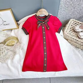Girls Dress Supplier - OEM Classic Short Sleeve Bow Dress
