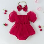 Baby Girl Romper Manufacturer - OEM Christmas Red Tulle Jumpsuit
