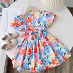 Girls Summer Dress Factory - OEM Backless Floral Puff Sleeve