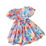 Girls Summer Dress Factory - OEM Backless Floral Puff Sleeve