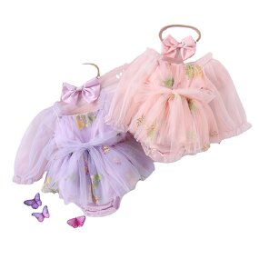 Baby Girl Jumpsuit Manufacturer - OEM Lace Embroidered O-Neck