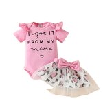 Baby Girl Romper Supplier - OEM Short Sleeve Leopard Mesh Skirt