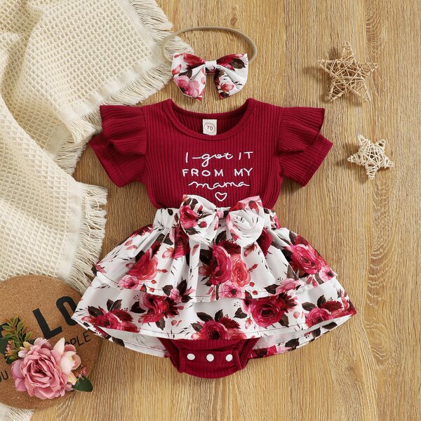 Baby Girl Clothing Set Factory - OEM 12 Months Letter Print Set