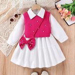 Girls Dress Set Factory - OEM 3pcs Knitted Vest Shirt Dress