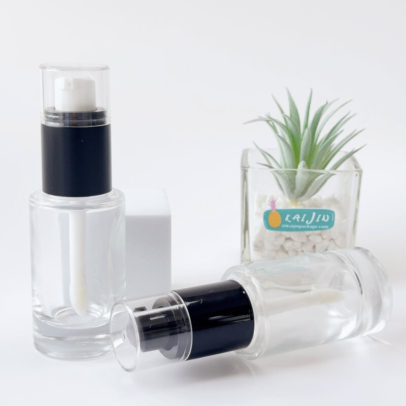 Foundation Bottle Factory - 30ml Transparent Black Cap Glass