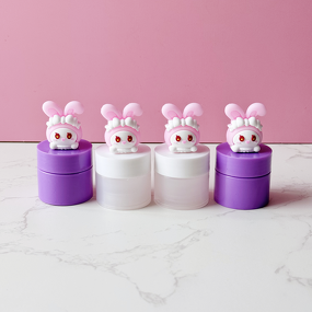 Cosmetic Jar Factory - 8g White Rabbit Lid Purple Empty