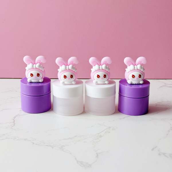 Cosmetic Jar Factory - 8g White Rabbit Lid Purple Empty