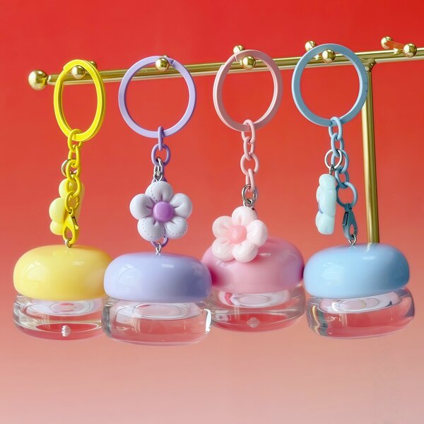Cosmetic Jar Factory - 5g Pink Cute Lid Plastic with Keychain