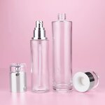 Cream Glass Bottle Factory - 1-3oz Round Matte Clear with Pump
