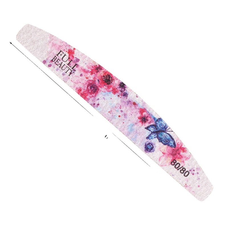Full Beauty 100/180/240 Custom logo Printed Half Moon Foam Nail File Professional Sponge Polishing Nail Buffer Nail File