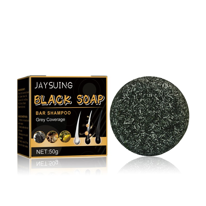JAYSUING Hair Darkening Shampoo Soap Cover Grey Natural Polygonum Multiflorum Black Soap for Hair