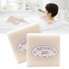 100% Natural Jam Rice Milk Soap 65g Bar Soap for Adults Skin Whitening Moisturizing Essential Oil 3 Years for Female Toilet Use