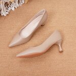 Pump Shoes Factory - OEM Women's Mid Black Pointed Toe PU