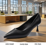Pump Shoes Factory - OEM Women's Mid Black Pointed Toe PU