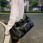 Travel Bag Supplier - OEM Black Leather Cloth Duffle Bag