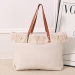 Canvas Bag Manufacturer - OEM Large Capacity Tassel Shoulder Bag