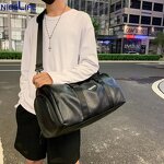Travel Bag Supplier - OEM Black Leather Cloth Duffle Bag