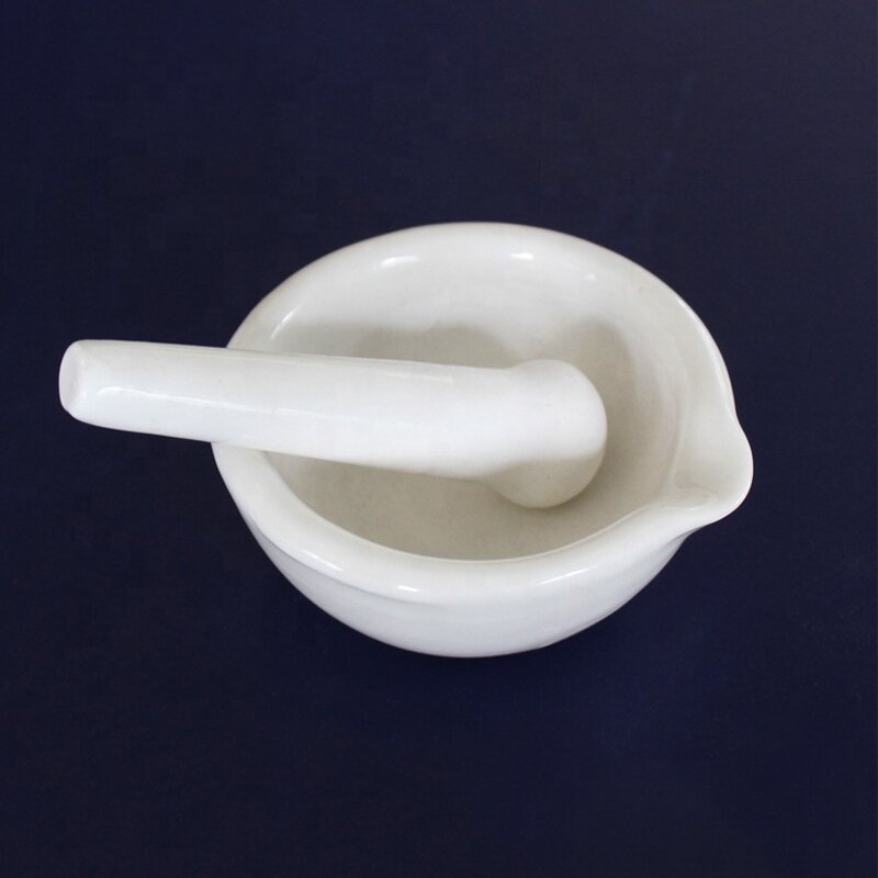 Mortar and Pestle Set Factory - 80mm White Porcelain Laboratory