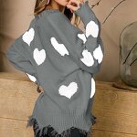Sweater Manufacturer - OEM Sweet Love Heart V-neck Pullover