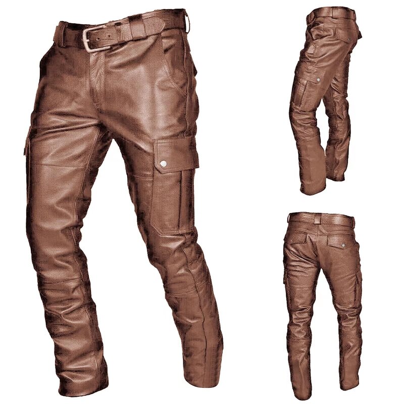 Biker Pants Manufacturer - OEM Men Faux Leather Retro PU Stretch