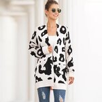 Cardigan Supplier - OEM Winter Leopard Jacquard Open Front Coat