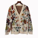 Sweater Cardigan Factory - OEM Custom Design Knit Jacquard V Neck