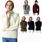 Pullover Sweater Factory - OEM Women's High Collar Thick Line Twist