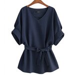 Blouse Manufacturer - OEM Women's Linen Tunic V Neck Big Bow
