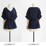 Blouse Manufacturer - OEM Women's Linen Tunic V Neck Big Bow