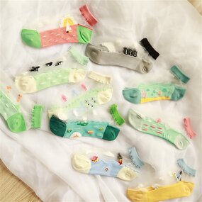 Summer Socks Supplier - OEM Fancy Multicolor Transparent Cotton