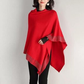 Cape Coat Supplier - OEM Diamond Knitted Retro Loose Poncho