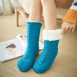 Winter Socks Manufacturer - OEM Women's Knit Fleece Cable Gripper
